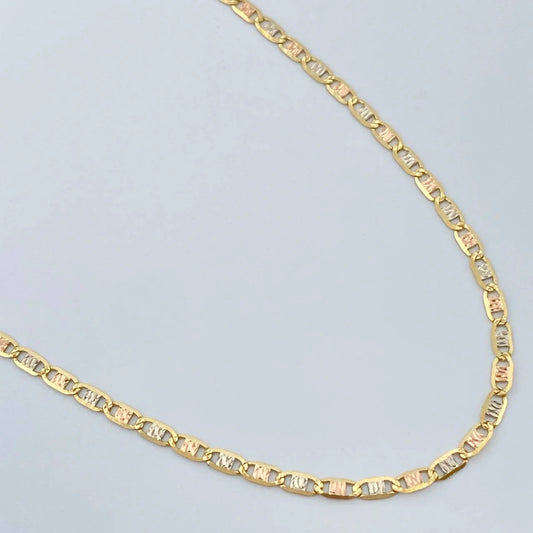 Cadena Escalera Plana ~ 3 Oros 18k