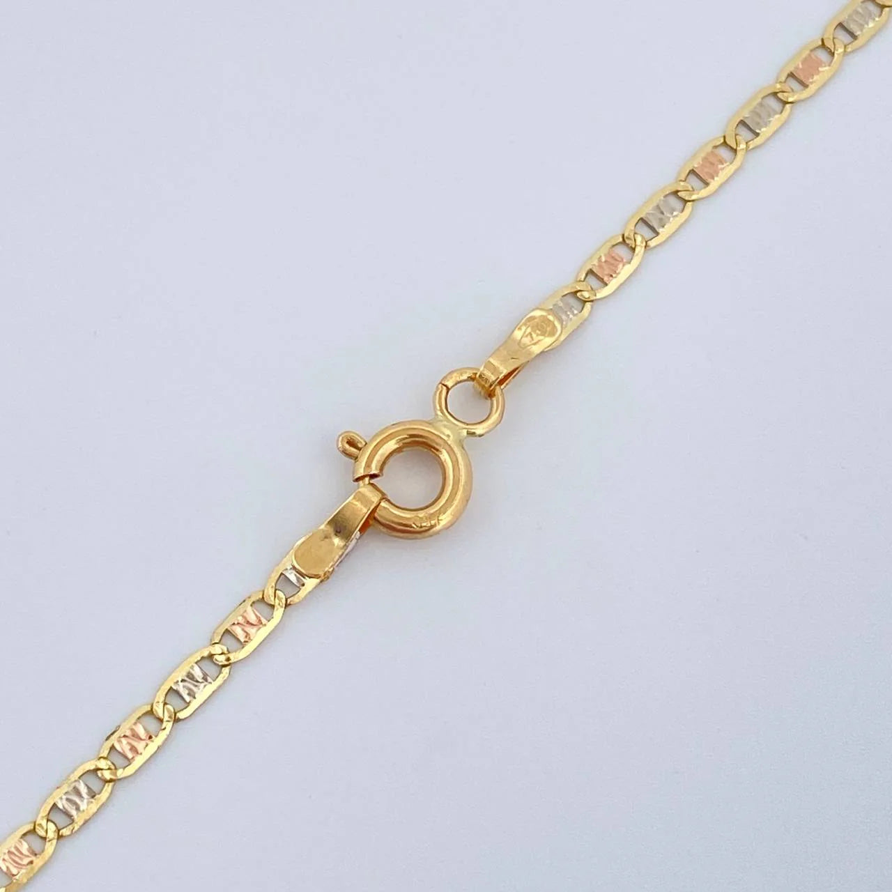 Cadena Escalera Plana ~ 3 Oros 18k