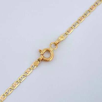 Cadena Escalera Plana ~ 3 Oros 18k