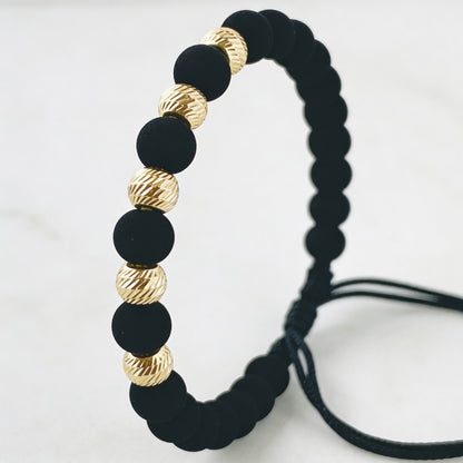 Pulsera 5 Balines 5mm / Oro Amarillo 18k